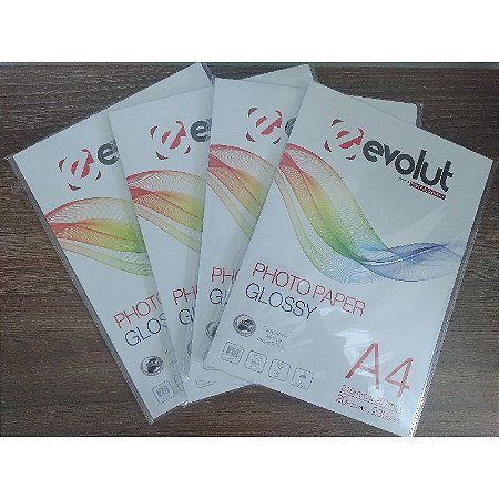 PAPEL GLOSSY 230G/M2 - TAMANHO A4 - EVOLUT  - SEM CAPA