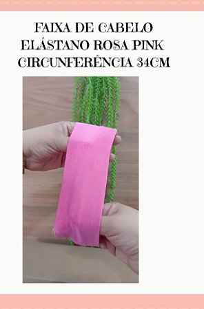 FAIXA DE CABELO INFANTIL 34CM (CIRCUNFERENCIA) ELASTANO ROSA PINK