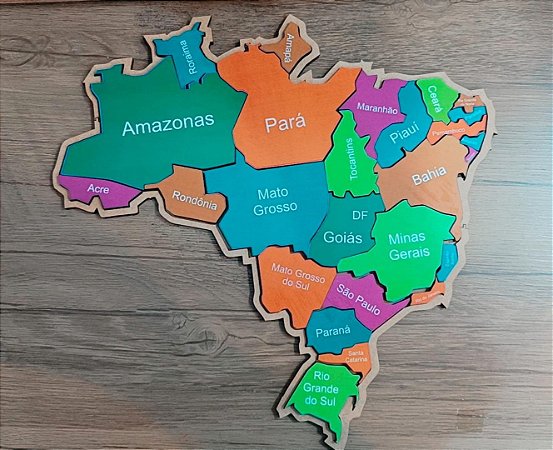 QUEBRA CABEÇA  MAPA DO BRASIL 26 PEÇAS - MDF - GRANDE 38X37X0,6CM