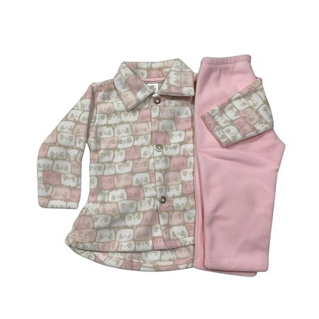 Conjunto Infantil Inverno Menina Soft Blusa Com Botão + Calça Roupa de  Criança Feminino Frio Rosa - há 52 anos atendendo sua Família!