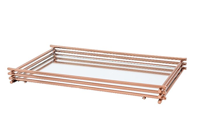 Bandeja Espelhada Hara de Alta Durabilidade Aço Inox - Modelo Wire 25x15 cm Cor Rosé