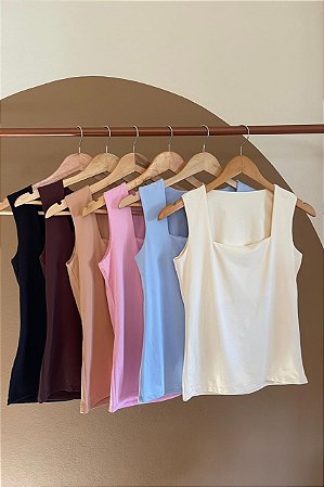 BLUSA CAVADA DECOTE QUADRADO (COM OPÇÕES DE CORES)