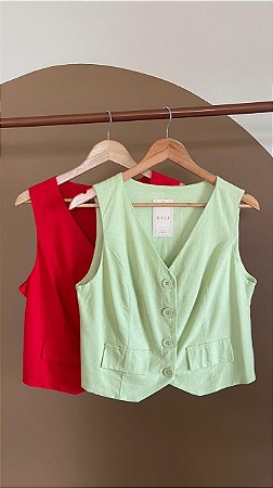 COLETE ALFAIATARIA LINHO (COM OPÇÕES DE CORES)