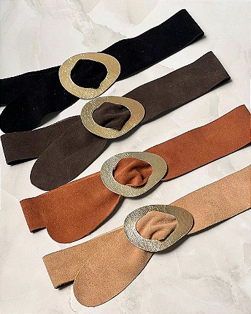 CINTO FIVELA ORGÂNICA 100% COURO CAMURÇA (COM OPÇÕES DE CORES)