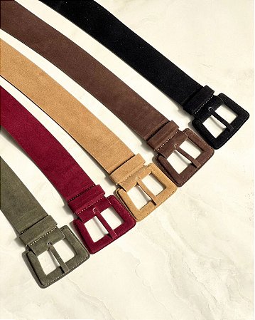 CINTO FIVELA QUADRADA CAMURÇA SINTÉTICO (COM OPÇÕES DE CORES)