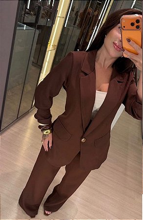 BLAZER ALONGADO MARROM