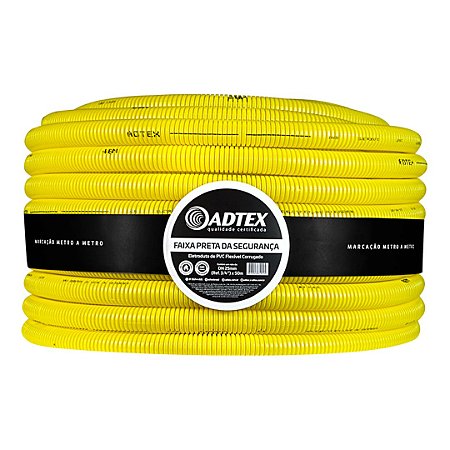 Eletroduto Corrugado 32mm  1'' Amarelo 25 metros - Adtex