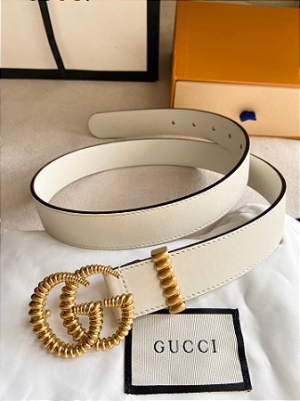 Cinto Gucci Torchon Double G "White"