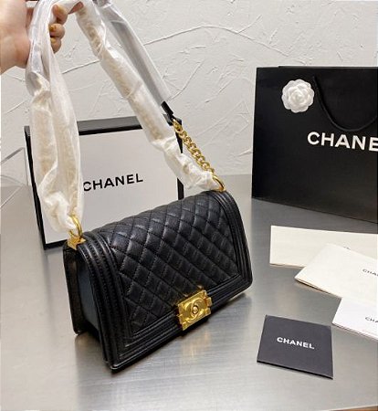 white and gold chanel boy bolsa