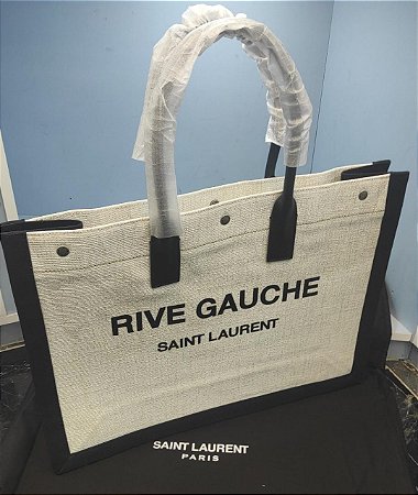 Bolsa Saint Laurent Rive Gauche Tote Bag "Bege/Black" (PRONTA ENTREGA)
