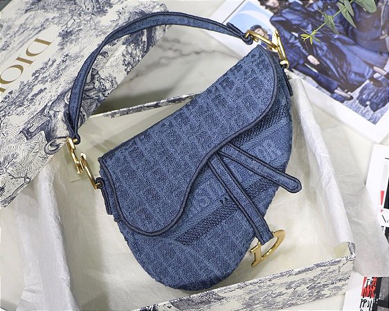saddle bolsa blue dior oblique jacquard