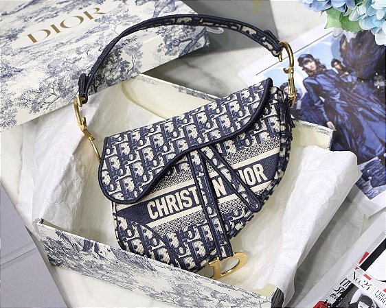 saddle bolsa blue dior oblique jacquard