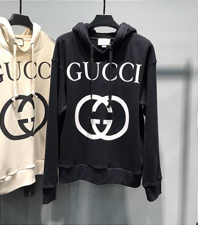 black moletom com capuz gucci