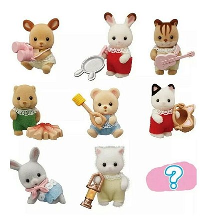 Kit com 3 Unidades  Surpresa Baby Camping Sylvanian Families