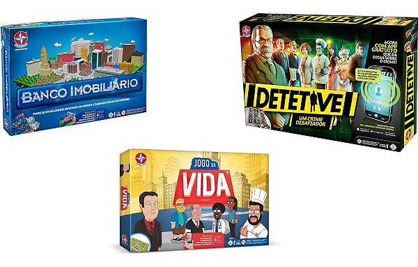 Kit Jogos Estrela Banco Imobiliário + Jogo Da Vida +Detetive