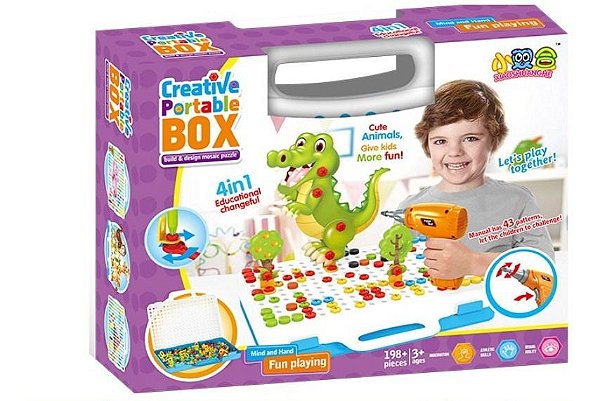 Blocos de Montar Creative Portable Box 198 Peças 4 Em 1