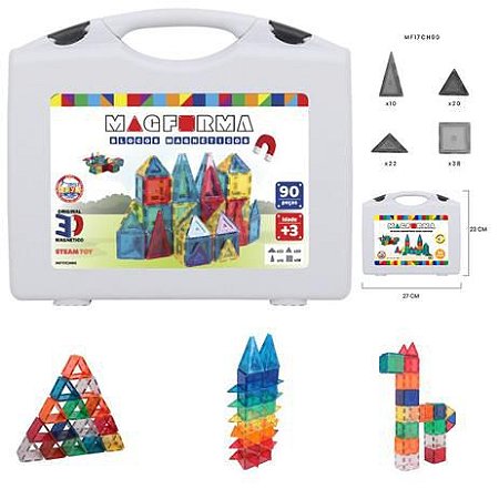 Brinquedo Educativo Magnético Mag Forma Maleta 90 Pç