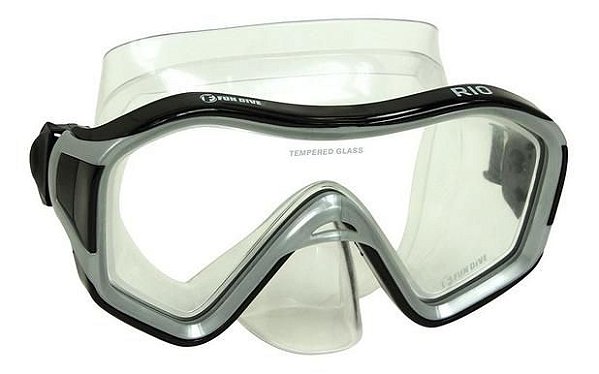 Kit Rio Fun Dive Mascara + Snorkel Transp Mergulho Pesca Sub