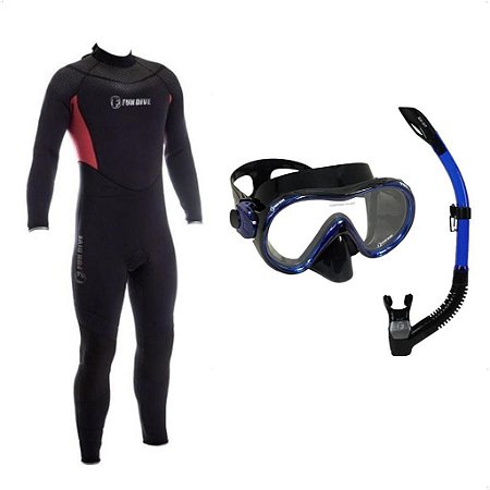 Neoprene 7mm Neoflex Fun Dive M + Kit Máscara Snorkel Fox