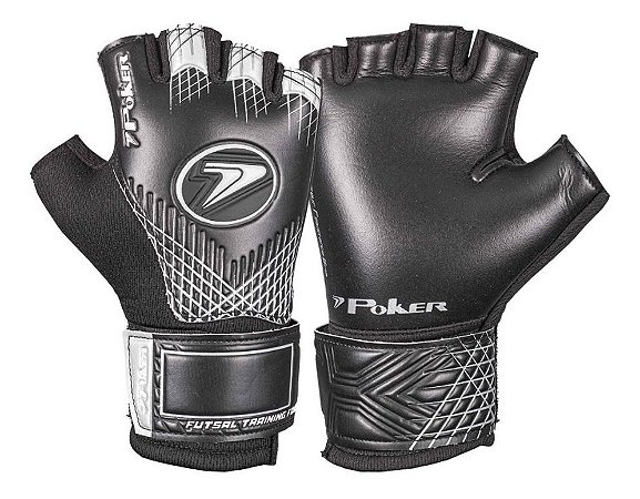 Luva Goleiro Futsal Poker Training Focus Preto e Prata T07