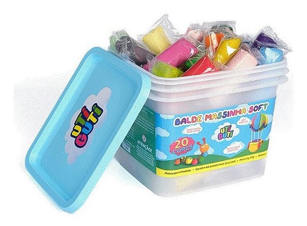 Massinha Soft Utiguti Balde 40x50g Cores Sortidas