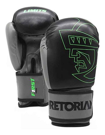 Luva De Boxe/Muay Thai Pretorian First Preta e Cinza 14oz