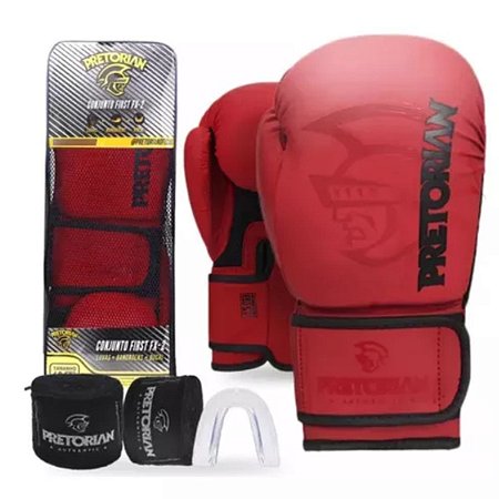 Kit Luva de Boxe e Muay Thai First FX2 Pretorian Vermelho