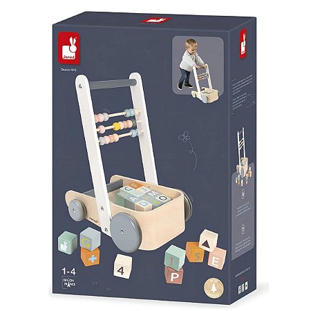 Andador de Madeira ABC Com Blocos Janod Sweet Cocoon