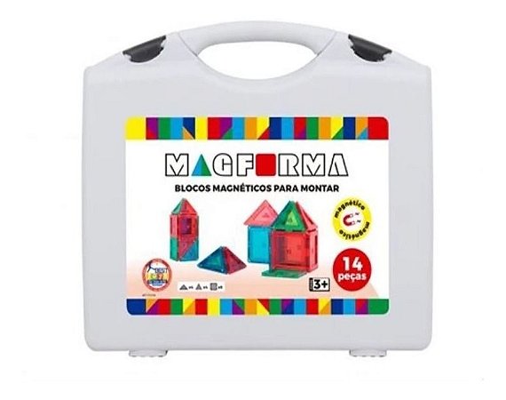 Brinquedo Educativo Magnético Magforma Maleta 14 Pç