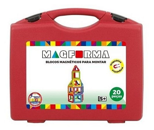 Brinquedo Educativo Magnético Mag Forma Maleta Vazado 20 Pç