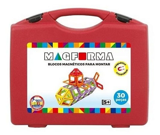 Brinquedo Educativo Magnético Mag Forma Maleta Vazado 30 Pç