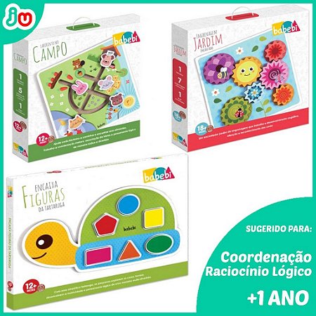 Kit Brinquedos Educativos de Madeira p/ +1 ano - Babebi