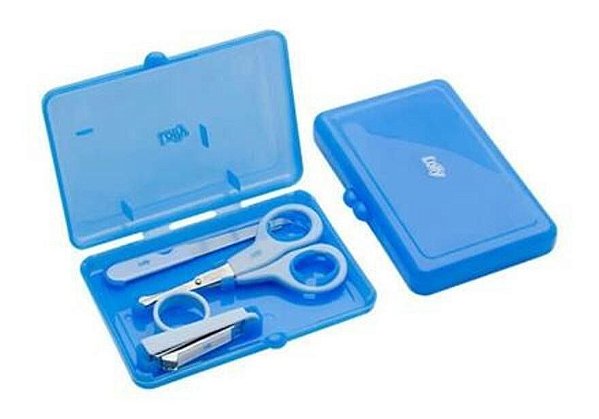 Kit Manicure Infantil Com Estojo  Azul Lolly