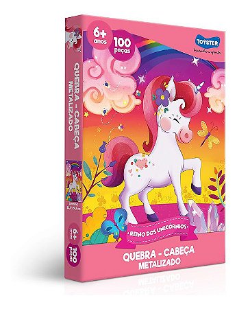 Quebra Cabeça 100 Peças Reino Dos Unicórnios Metalizado