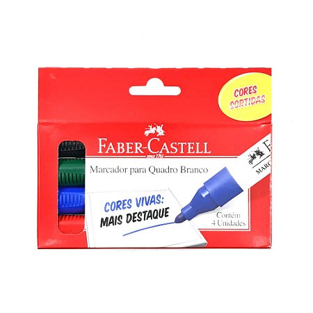 Kit Marcador para Quadro Branco 4 cores Faber Castell