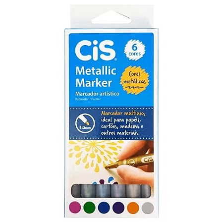 Marcador Artístico 1.0mm Metallic Marker 6 Cores Cis