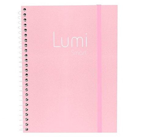 Caderno Colegial 1 Matéria Lumi Smart Rosa 80 Folhas Kit