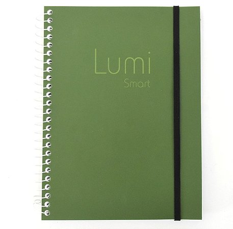 Caderno Colegial 1 Matéria Lumi Smart Verde Militar 80 Folhas Kit