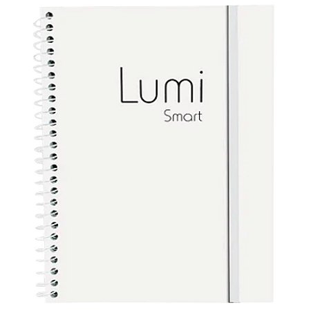 Caderno Colegial 1 Matéria Lumi Smart Branco 80 Folhas Kit