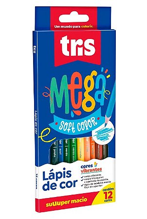 Lápis De Cor Mega Soft Color 12 Cores Tris