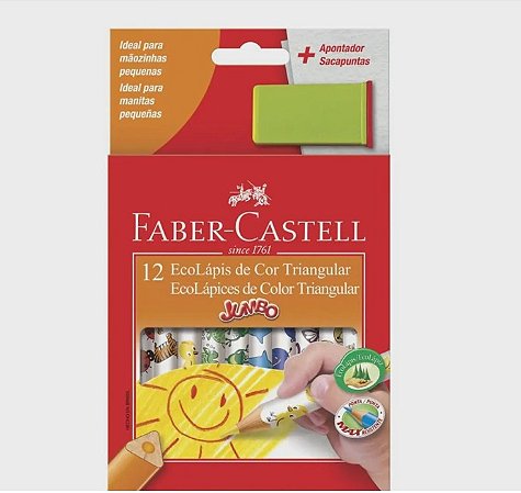 Lápis de Cor 12 Cores Jumbo com Apontador Faber Castell