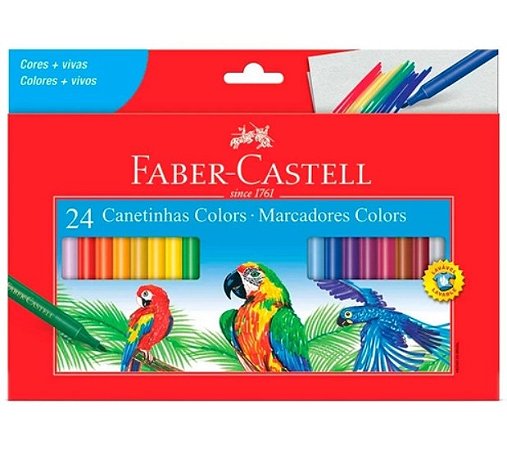 Canetinha Hidrográfica 24 cores Lavável Faber Castell