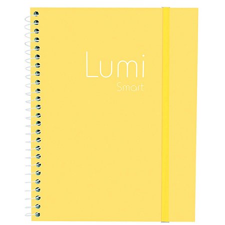 Caderno Colegial 1 Matéria Lumi Smart Amarelo 80 Folhas Kit