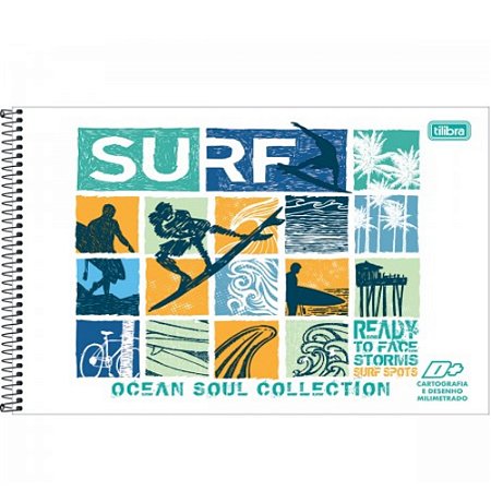 Caderno de Cartografia e Desenho Milimetrado D+ Surf 96 Folhas Tilibra