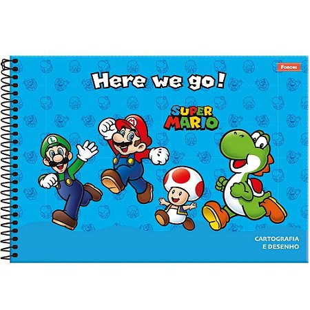Caderno de Cartografia e Desenho Super Mario 80 Folhas Foroni