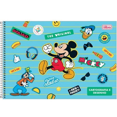 Caderno de Cartografia e Desenho Mickey 80 Folhas Foroni