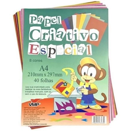 Papel Criativo Especial 8 Cores A4 40 Folhas VMP