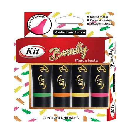 Marca Texto Beauty 4 Cores Neon Kit