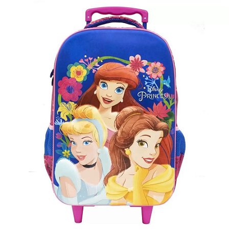 Mochila 3D Com Rodinhas Escolar Princesas Disney Xeryus