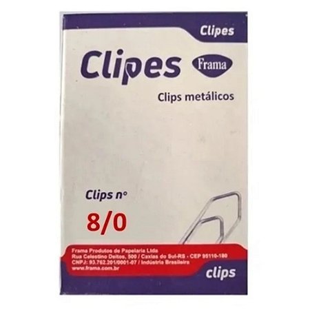 Clips Metálicos Nº 8/0 com 180 unidades Frama